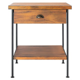 SAFAVIEH Annaig Brown/ Black 1-Drawer 1-Shelf Accent Table - 20" W x 15.5" L x 24" H - 20Wx16Dx24H