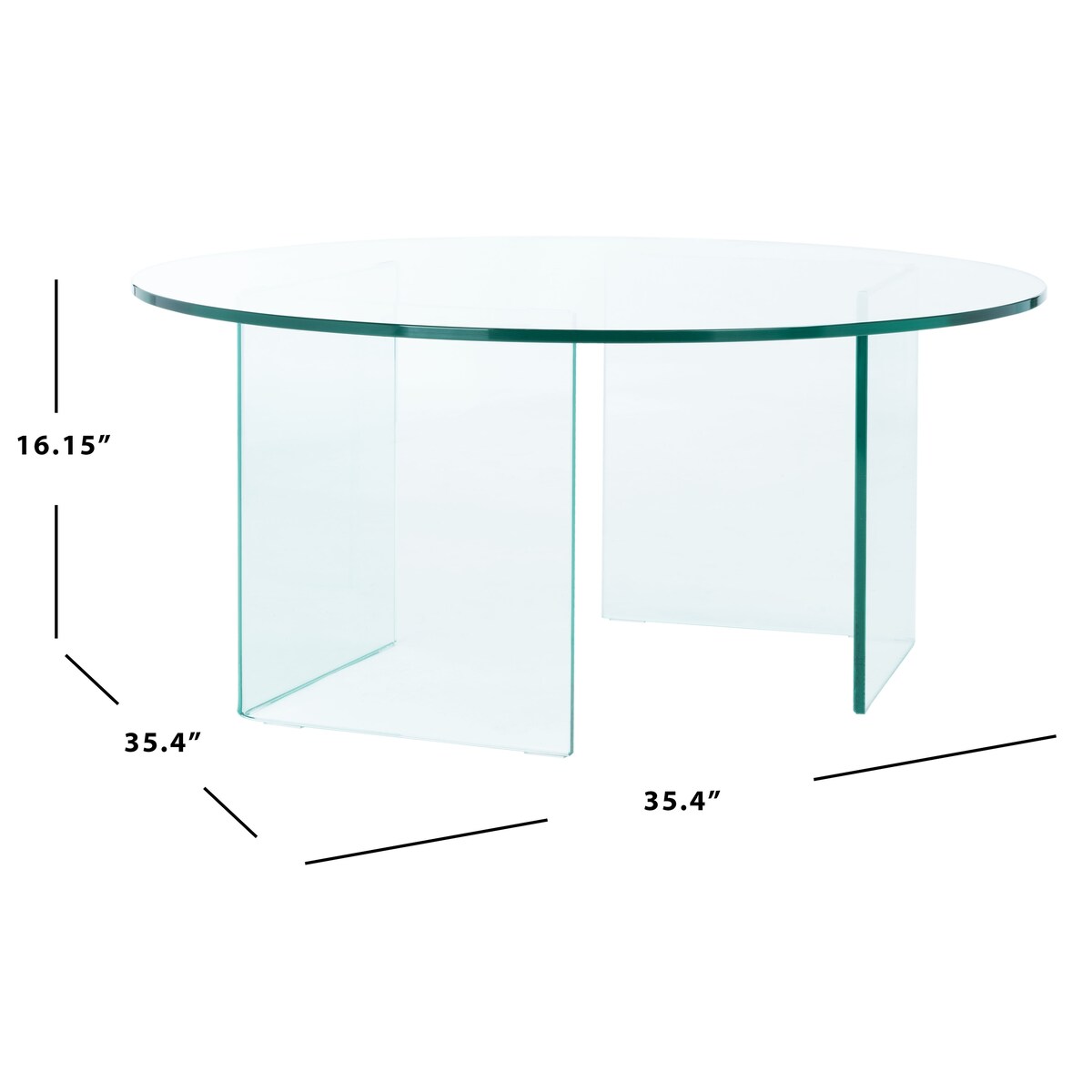 SAFAVIEH Annice Tempered Glass Coffee Table - 35" W x 35" D x 16" H - 35Wx35Dx16H