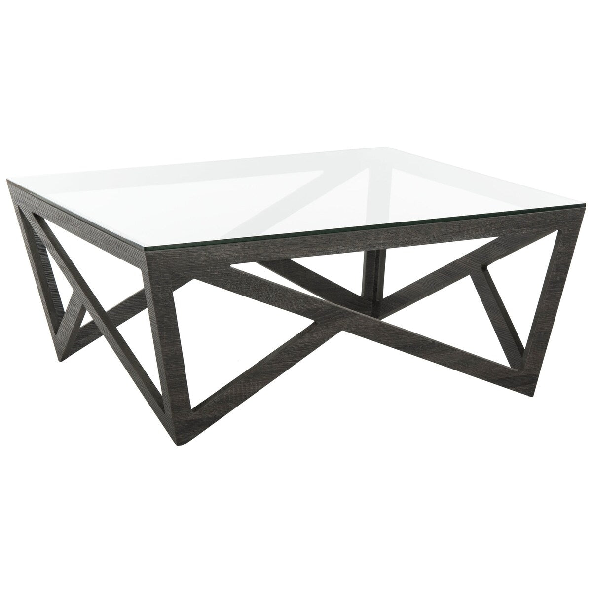 SAFAVIEH Annmarie Mid-Century Glass Top Coffee Table - 33.5" x 33.5" x 14.5" - 34Wx34Dx15H