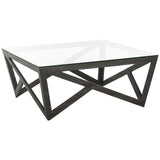 SAFAVIEH Annmarie Mid-Century Glass Top Coffee Table - 33.5" x 33.5" x 14.5" - 34Wx34Dx15H