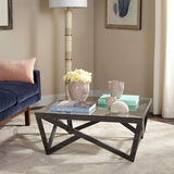 SAFAVIEH Annmarie Mid-Century Glass Top Coffee Table - 33.5" x 33.5" x 14.5" - 34Wx34Dx15H