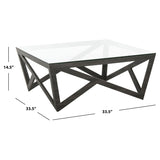 SAFAVIEH Annmarie Mid-Century Glass Top Coffee Table - 33.5" x 33.5" x 14.5" - 34Wx34Dx15H