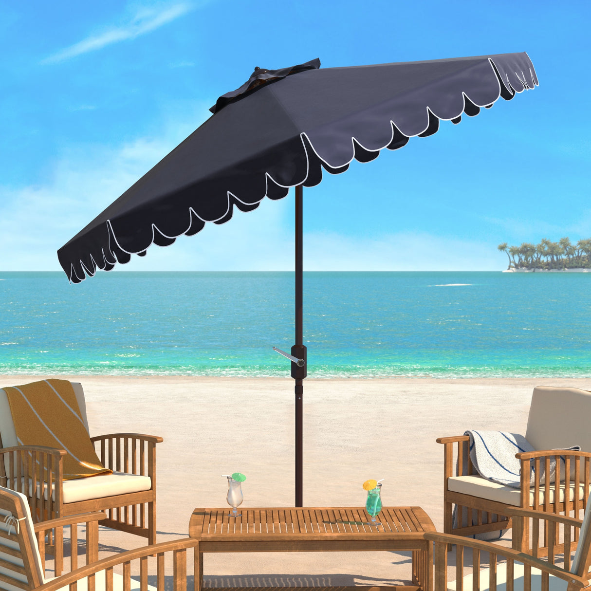 SAFAVIEH Antonije 9-Foot Crank Outdoor Umbrella