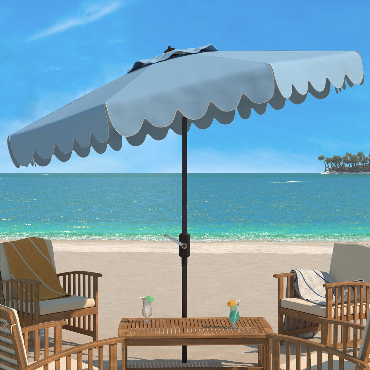 SAFAVIEH Antonije 9-Foot Crank Outdoor Umbrella