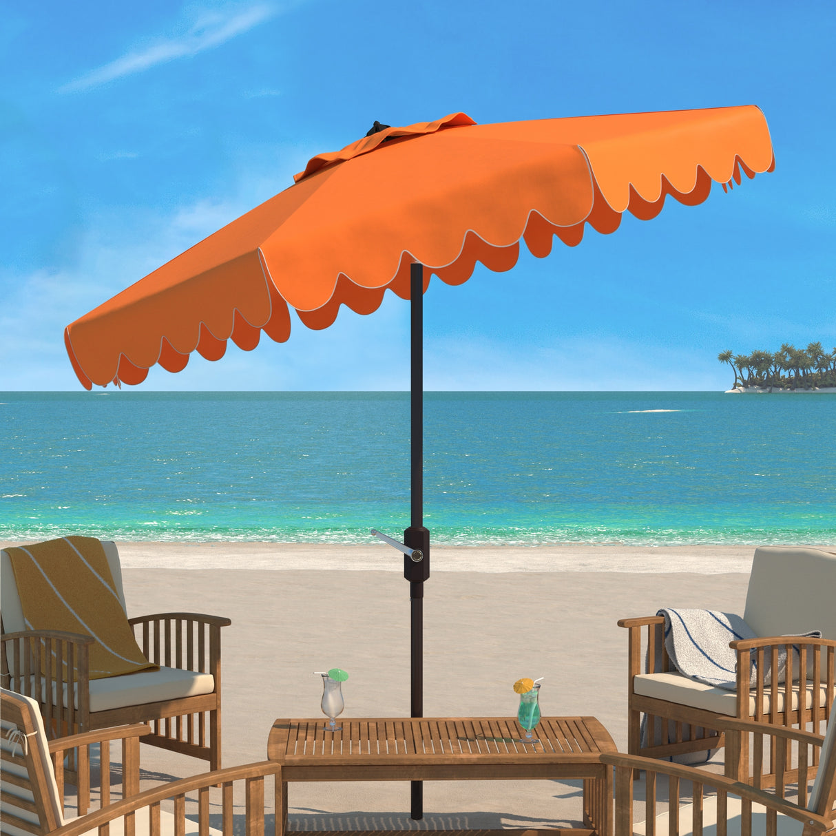 SAFAVIEH Antonije 9-Foot Crank Outdoor Umbrella