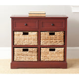 SAFAVIEH Ardelia Red 6-Drawer Storage Unit (Fully Assembled) - 30Wx13Dx26H