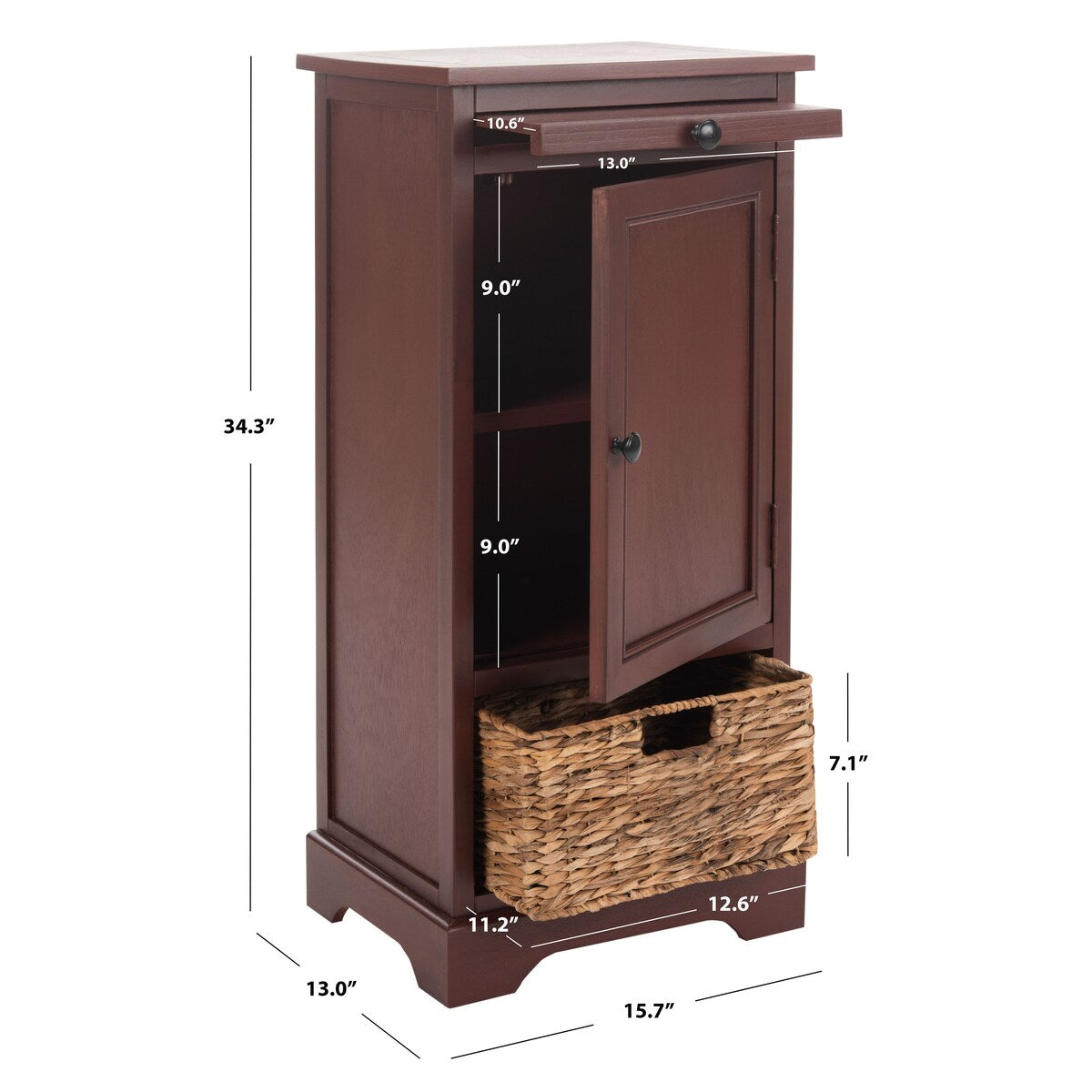 SAFAVIEH Ardella Red Tall Storage Unit - 15.7" x 13" x 34.3" - 16Wx13Dx34H