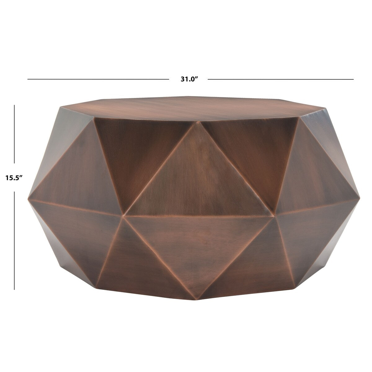 SAFAVIEH Ardyce Copper Faceted Drum Coffee Table - 31" x 15.5" x 31" - 31Wx31Dx16H