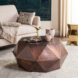 SAFAVIEH Ardyce Copper Faceted Drum Coffee Table - 31" x 15.5" x 31" - 31Wx31Dx16H