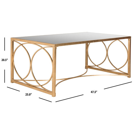 SAFAVIEH Arenda Antique Gold Leaf Coffee Table - 47.5" x 25" x 20.5" - 48Wx25Dx21H