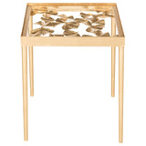 SAFAVIEH Arla Antique Gold Leaf Side Table - 18Wx18Dx22H