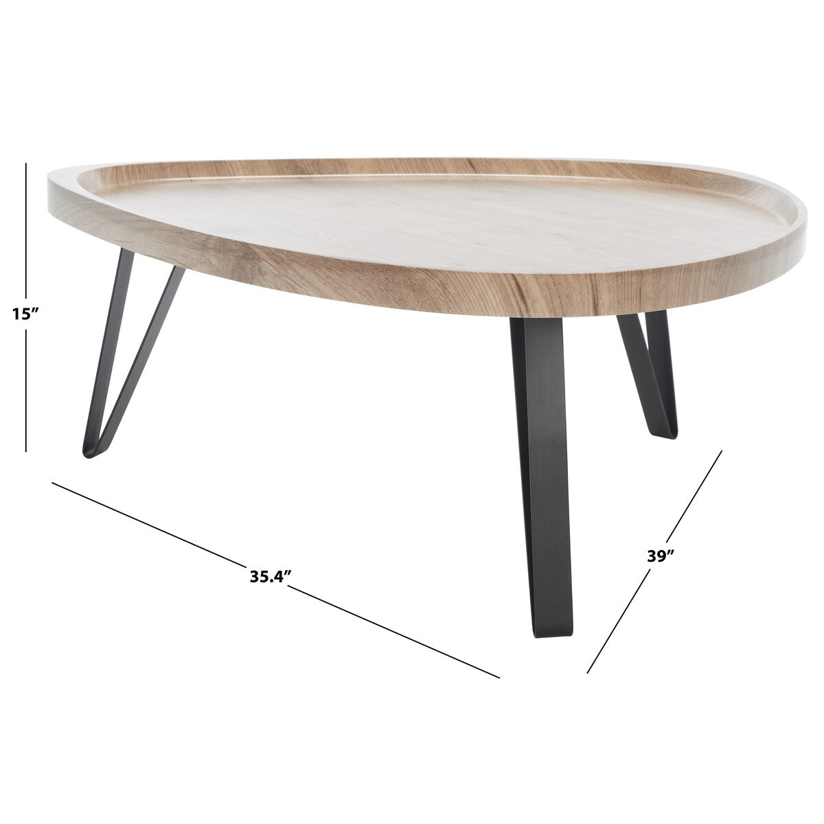 SAFAVIEH Arlena Mid-Century Rustic Coffee Table - 39 In. W x 35 In. D x 15 In. H - 39Wx35Dx15H