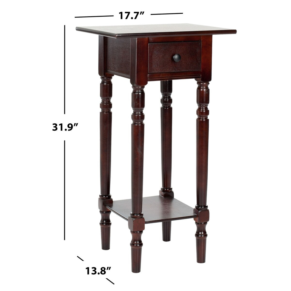 SAFAVIEH Arrie Black Accent Table - 17.7" x 13.8" x 31.9" - 18Wx14Dx32H