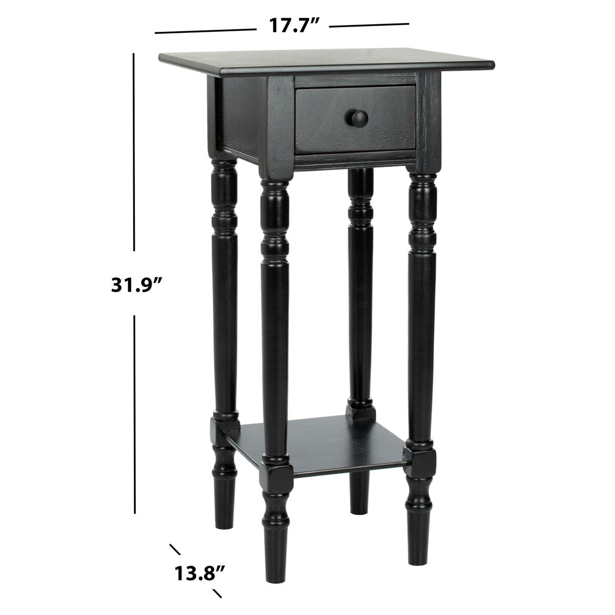 SAFAVIEH Arrie Black Accent Table - 17.7" x 13.8" x 31.9" - 18Wx14Dx32H