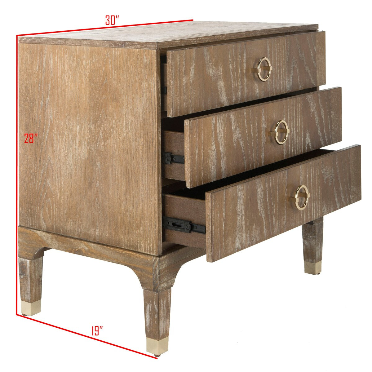 SAFAVIEH Artimiza 3-Drawer Nightstand - 30Wx19Dx28H