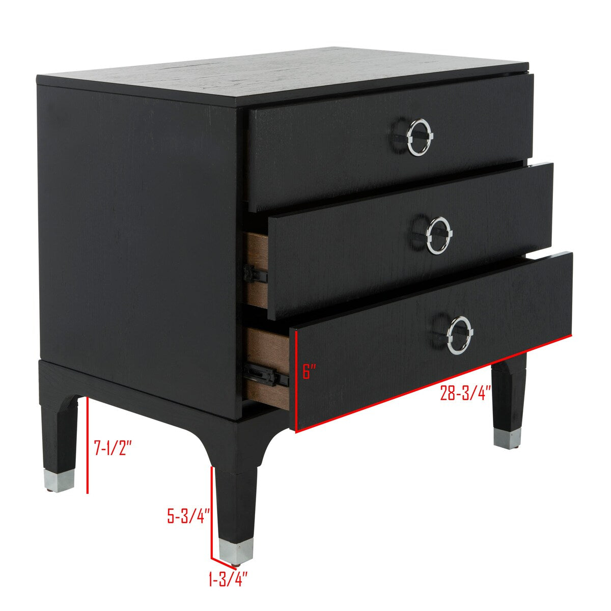 SAFAVIEH Artimiza 3-Drawer Nightstand - 30Wx19Dx28H