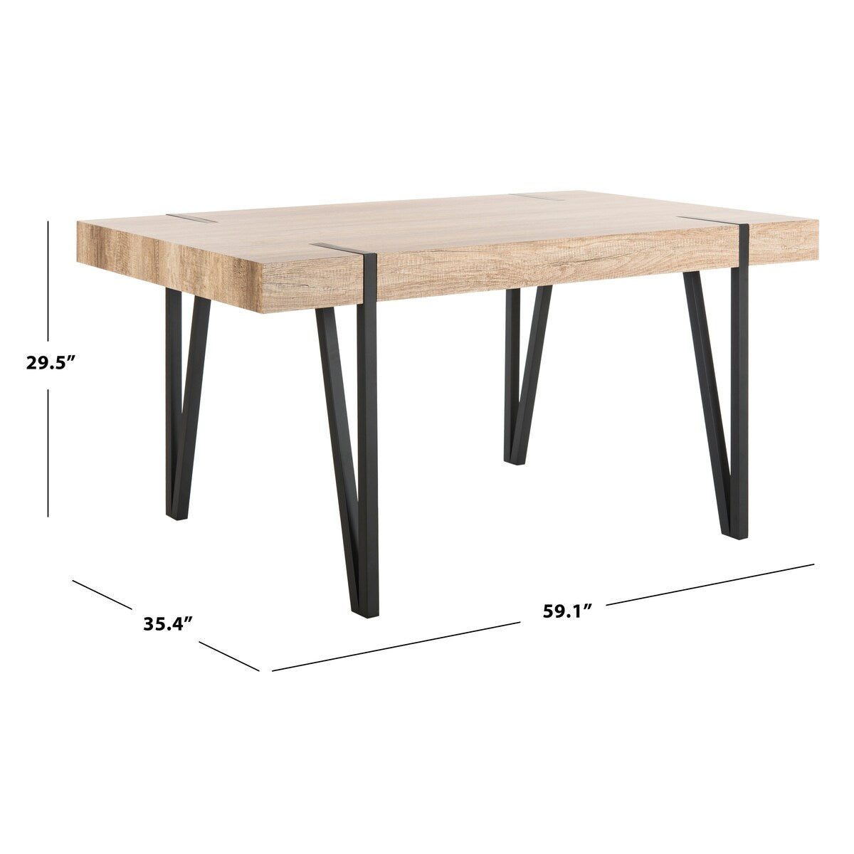 SAFAVIEH Asal Mid-Century Industrial Rustic Dining Room Table - 59.1" W x 35.4" L x 29.5" H - 59Wx35Dx30H