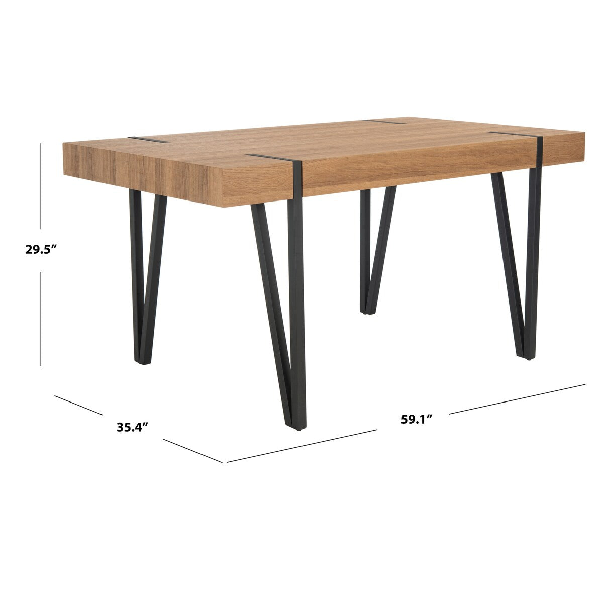 SAFAVIEH Asal Mid-Century Industrial Rustic Dining Room Table - 59.1" W x 35.4" L x 29.5" H - 59Wx35Dx30H