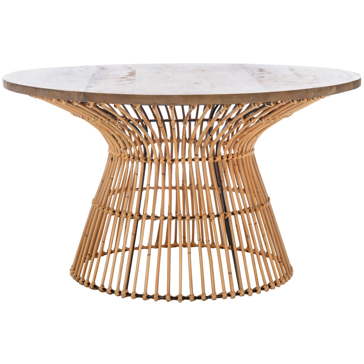 SAFAVIEH Aveline Modern Rattan Round Coffee Table - 31.5" W x 31.5" L x 17.7" H - 32Wx32Dx18H