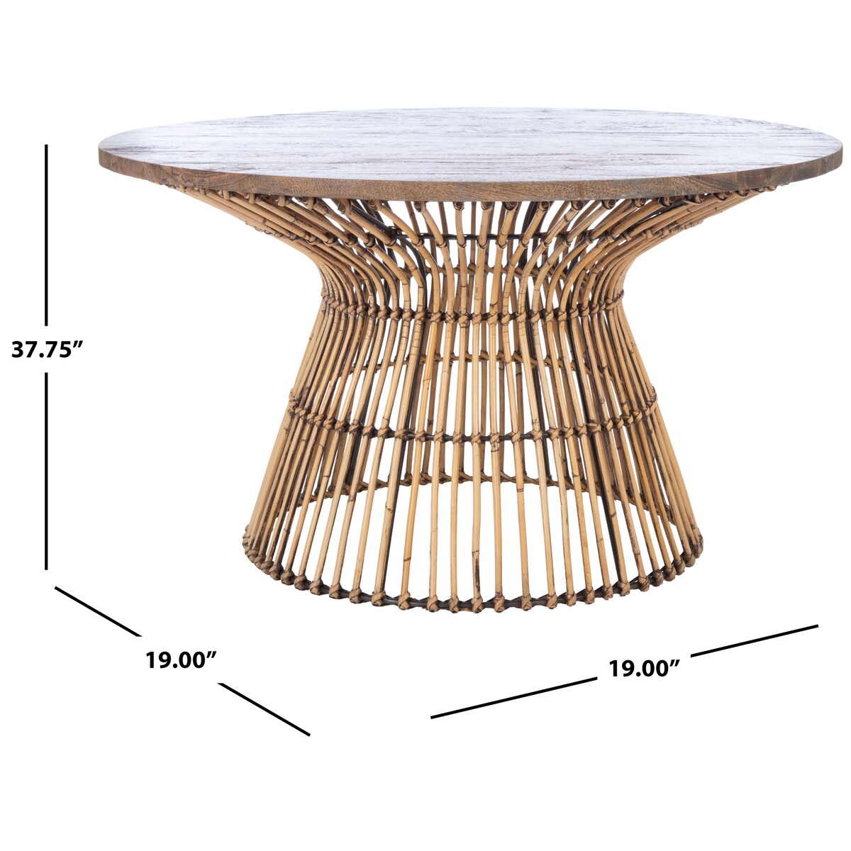 SAFAVIEH Aveline Modern Rattan Round Coffee Table - 31.5" W x 31.5" L x 17.7" H - 32Wx32Dx18H