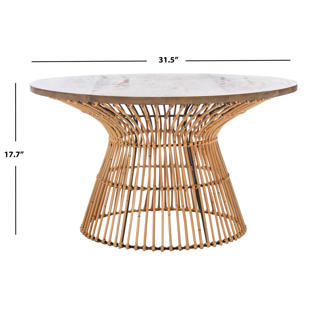 SAFAVIEH Aveline Modern Rattan Round Coffee Table - 31.5" W x 31.5" L x 17.7" H - 32Wx32Dx18H