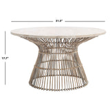 SAFAVIEH Aveline Modern Rattan Round Coffee Table - 31.5" W x 31.5" L x 17.7" H - 32Wx32Dx18H