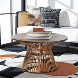 SAFAVIEH Aveline Modern Rattan Round Coffee Table - 31.5" W x 31.5" L x 17.7" H - 32Wx32Dx18H