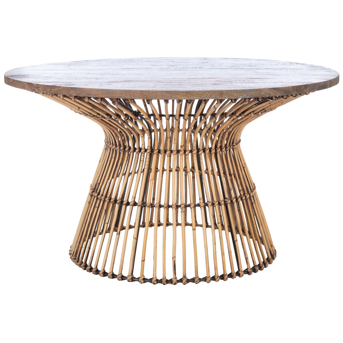 SAFAVIEH Aveline Modern Rattan Round Coffee Table - 31.5" W x 31.5" L x 17.7" H - 32Wx32Dx18H