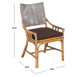 SAFAVIEH Azrielle Coastal Rattan Cushion Chair - 22" W x 24" L x 37" H - 22Wx24Dx37H