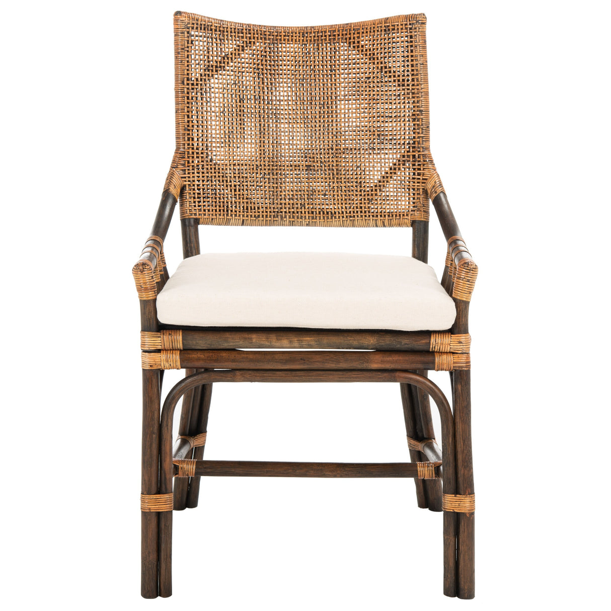 SAFAVIEH Azrielle Coastal Rattan Cushion Chair - 22" W x 24" L x 37" H - 22Wx24Dx37H