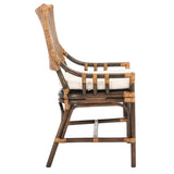 SAFAVIEH Azrielle Coastal Rattan Cushion Chair - 22" W x 24" L x 37" H - 22Wx24Dx37H