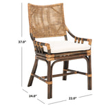 SAFAVIEH Azrielle Coastal Rattan Cushion Chair - 22" W x 24" L x 37" H - 22Wx24Dx37H