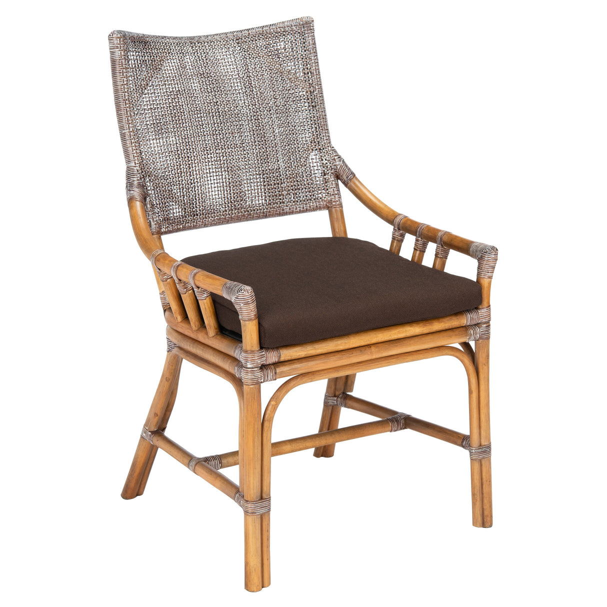 SAFAVIEH Azrielle Coastal Rattan Cushion Chair - 22" W x 24" L x 37" H - 22Wx24Dx37H