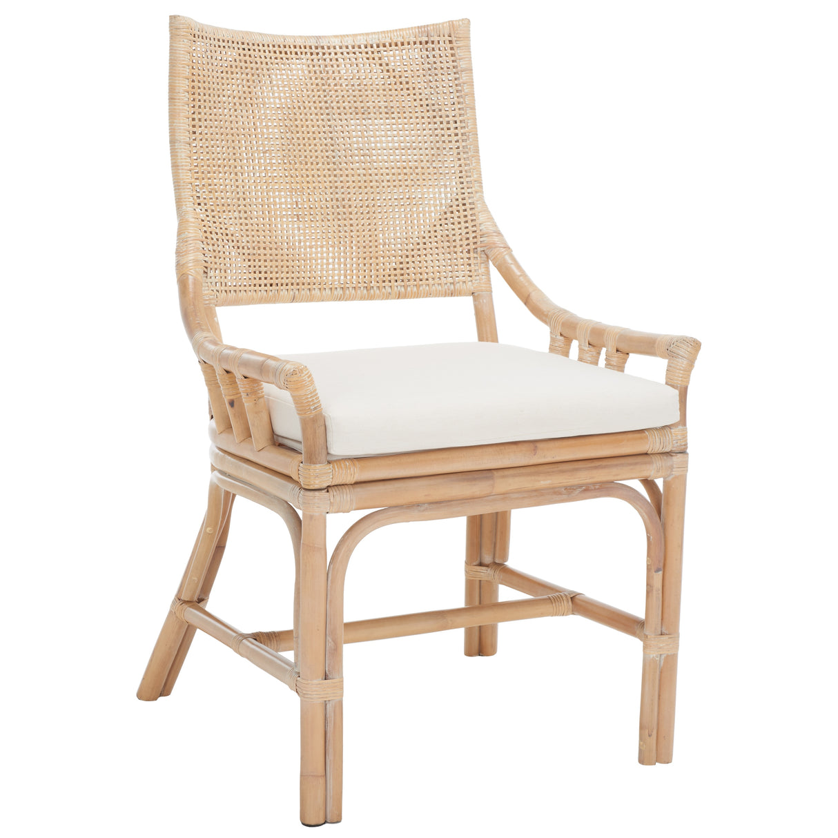 SAFAVIEH Azrielle Coastal Rattan Cushion Chair - 22" W x 24" L x 37" H - 22Wx24Dx37H