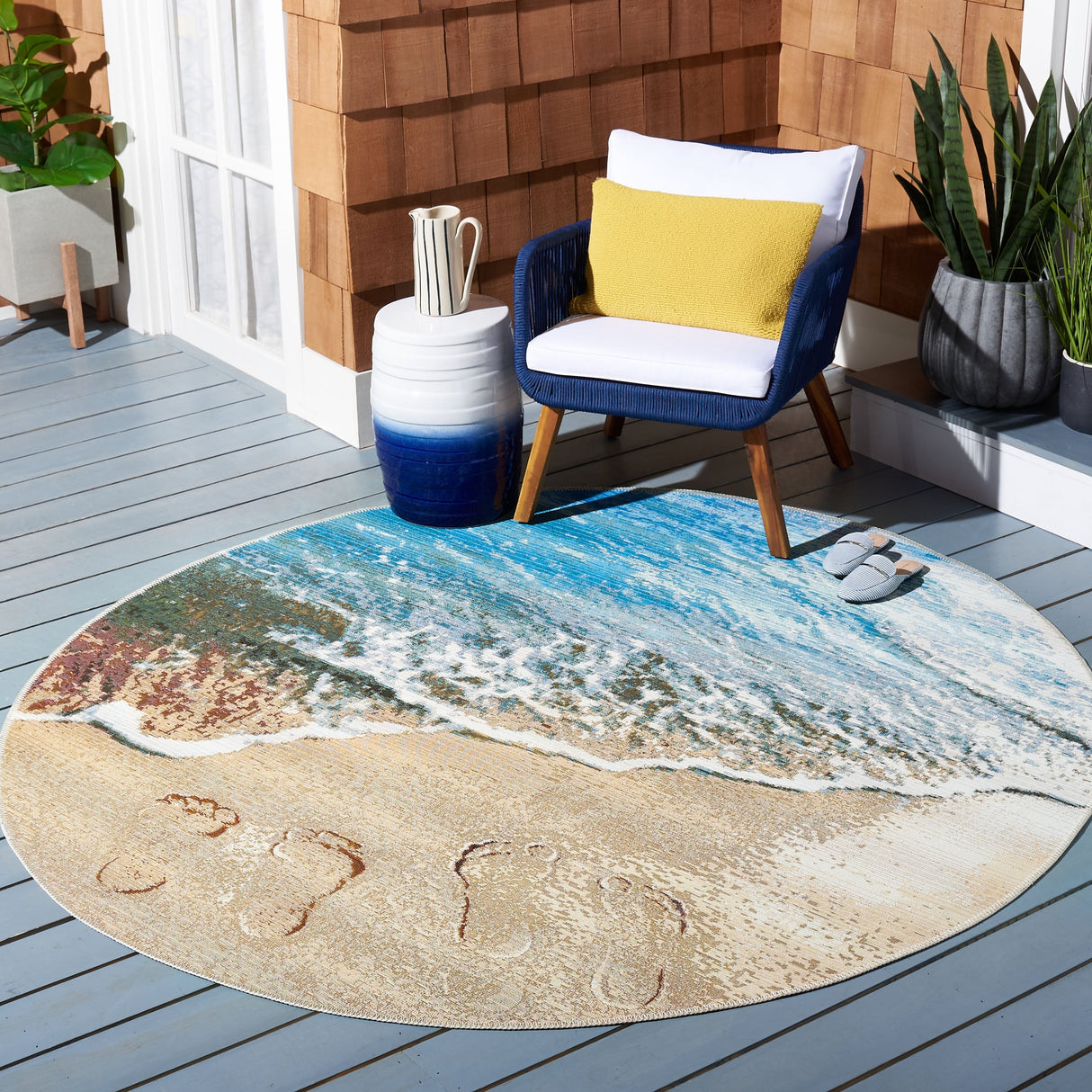 SAFAVIEH Barbados Bukurie Tropical Indoor/ Outdoor Waterproof Patio Backyard Rug