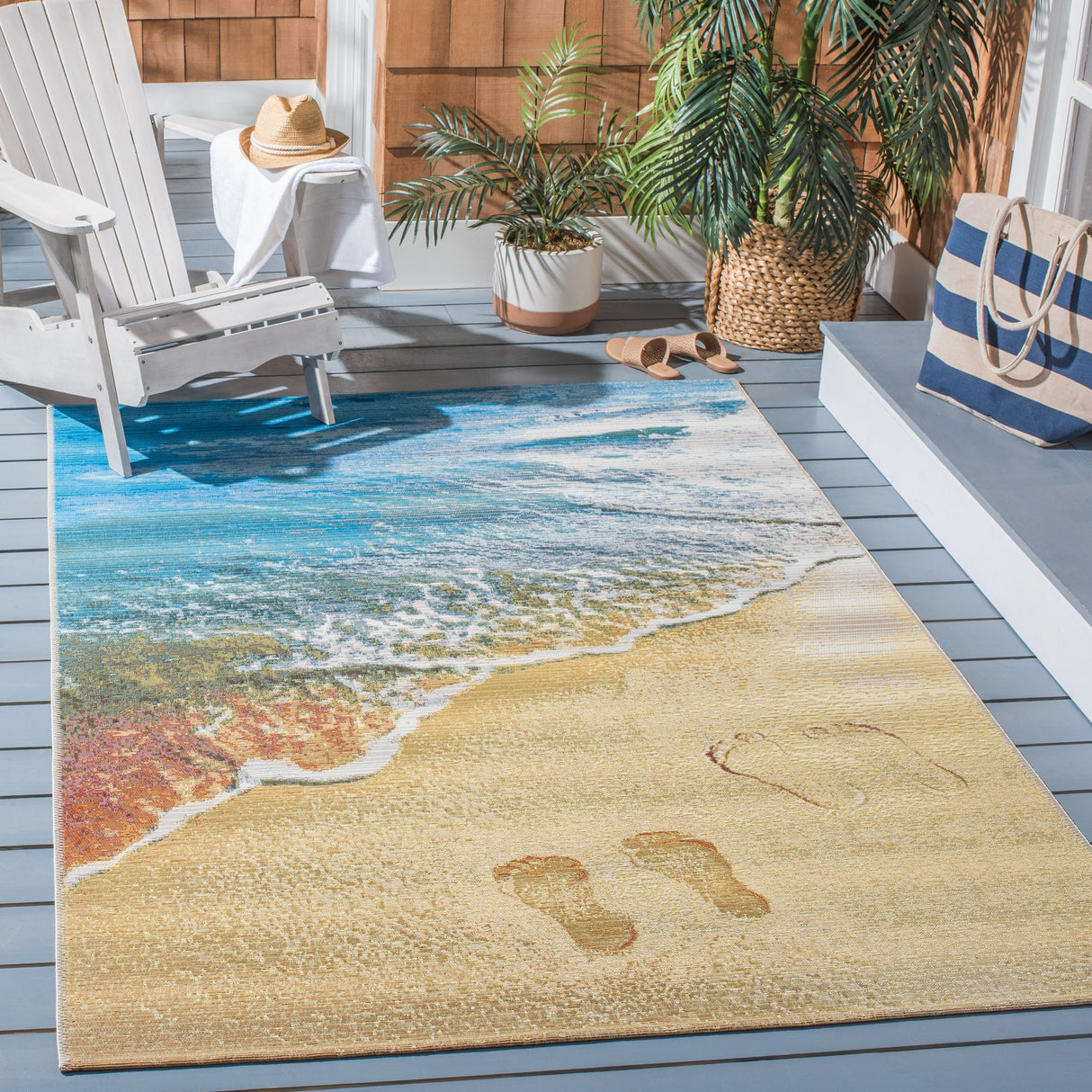 SAFAVIEH Barbados Bukurie Tropical Indoor/ Outdoor Waterproof Patio Backyard Rug