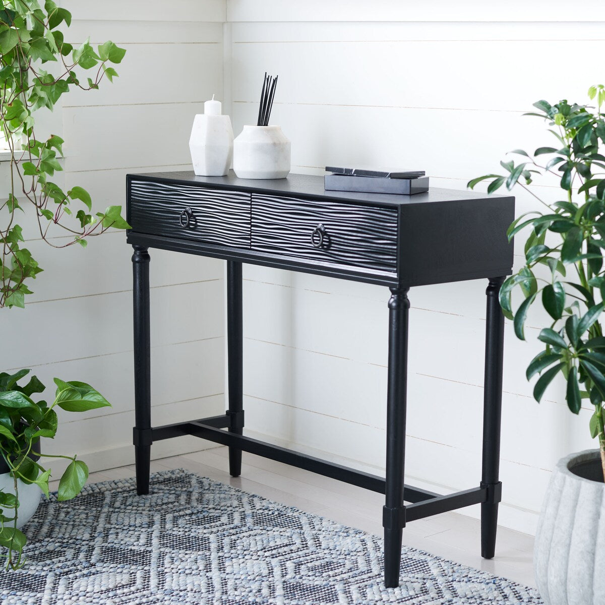 SAFAVIEH Barbra 2-Drawer Console Table - 35.5" W x 13" L x 29.5" H - 36Wx13Dx30H