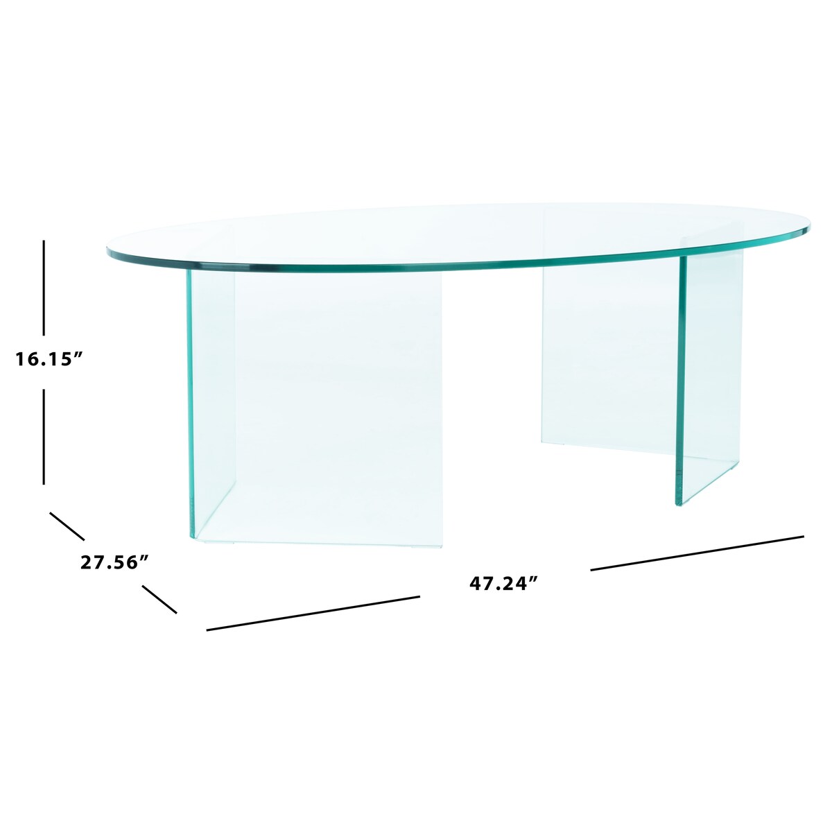 SAFAVIEH Beda Tempered Glass Coffee Table - 47" W x 28" D x 16" H - 47Wx28Dx16H