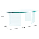 SAFAVIEH Beda Tempered Glass Coffee Table - 47" W x 28" D x 16" H - 47Wx28Dx16H