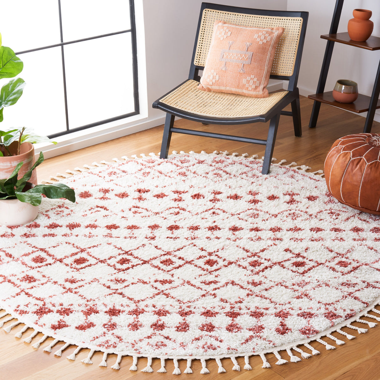 SAFAVIEH Berber Fringe Dashurije Leatha Trellis Rug