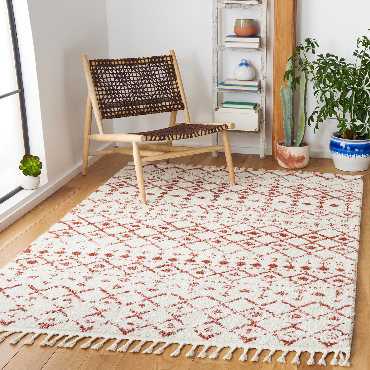 SAFAVIEH Berber Fringe Dashurije Leatha Trellis Rug