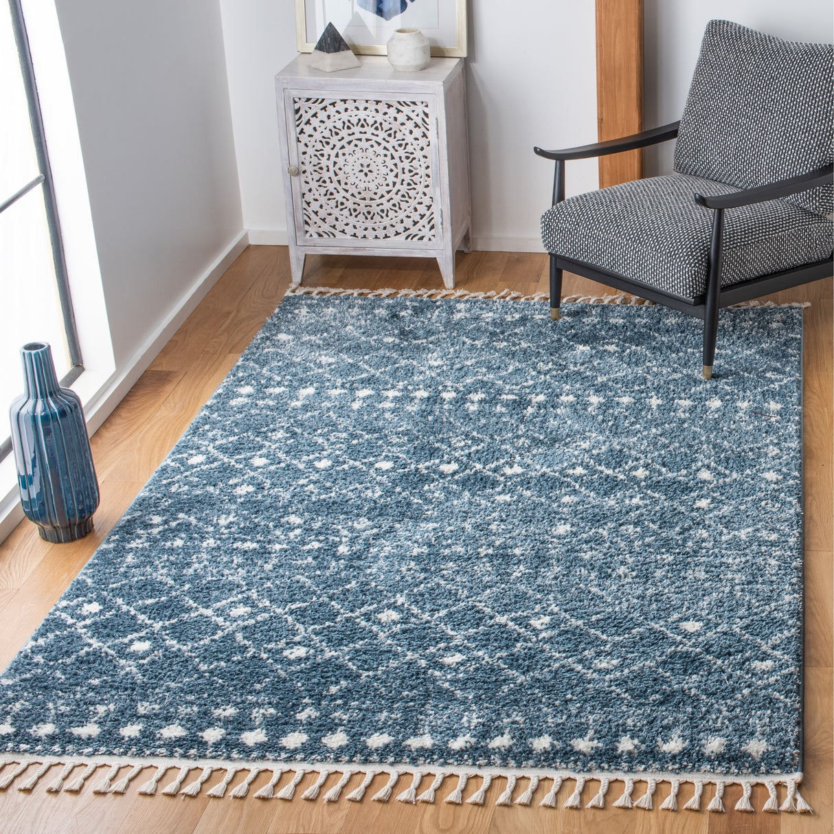 SAFAVIEH Berber Fringe Mirveta Liller Trellis Area Rug