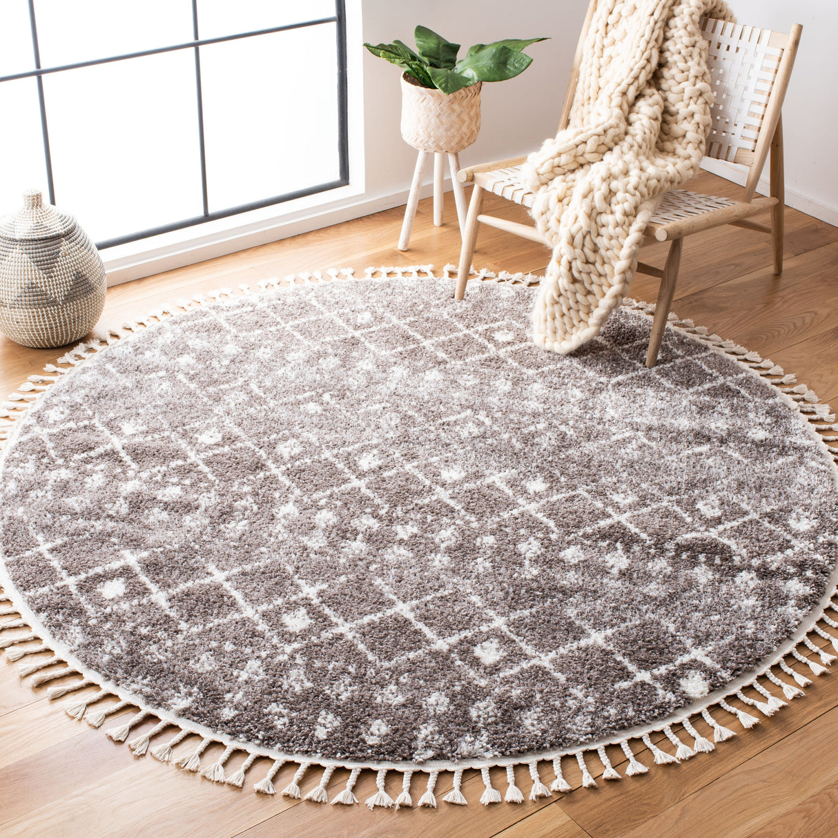 SAFAVIEH Berber Fringe Mirveta Liller Trellis Area Rug