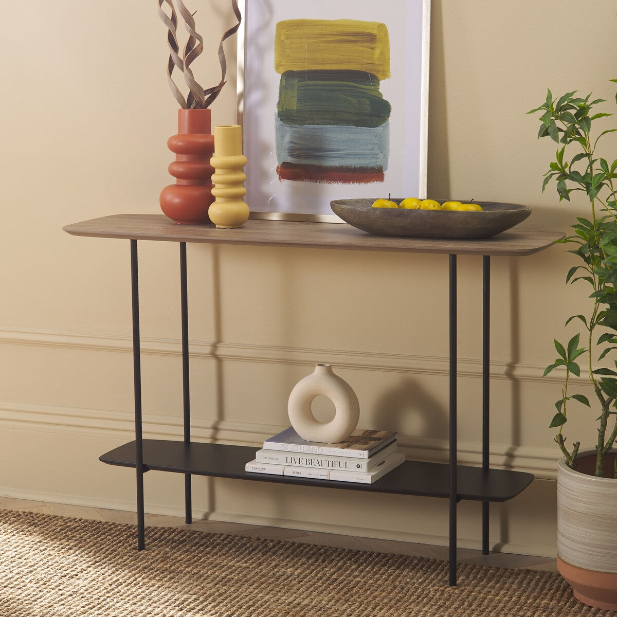 SAFAVIEH Bernadine Lower Shelf Console Table - 47.3 In. W x 15.8 In. D x 31.5 In. H - 47Wx16Dx32H