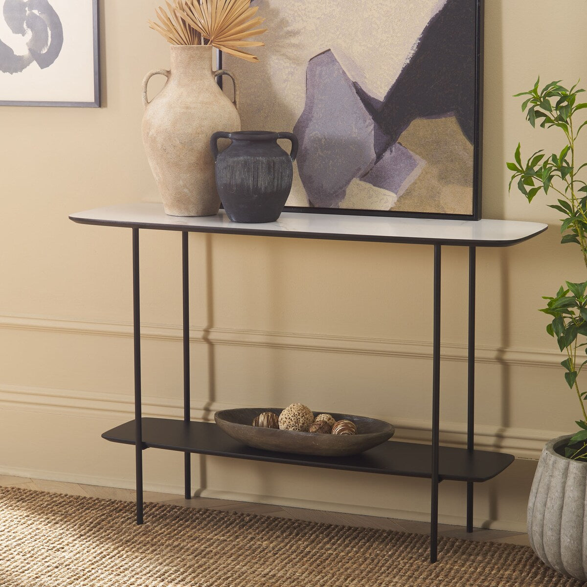 SAFAVIEH Bernadine Lower Shelf Console Table - 47.3 In. W x 15.8 In. D x 31.5 In. H - 47Wx16Dx32H