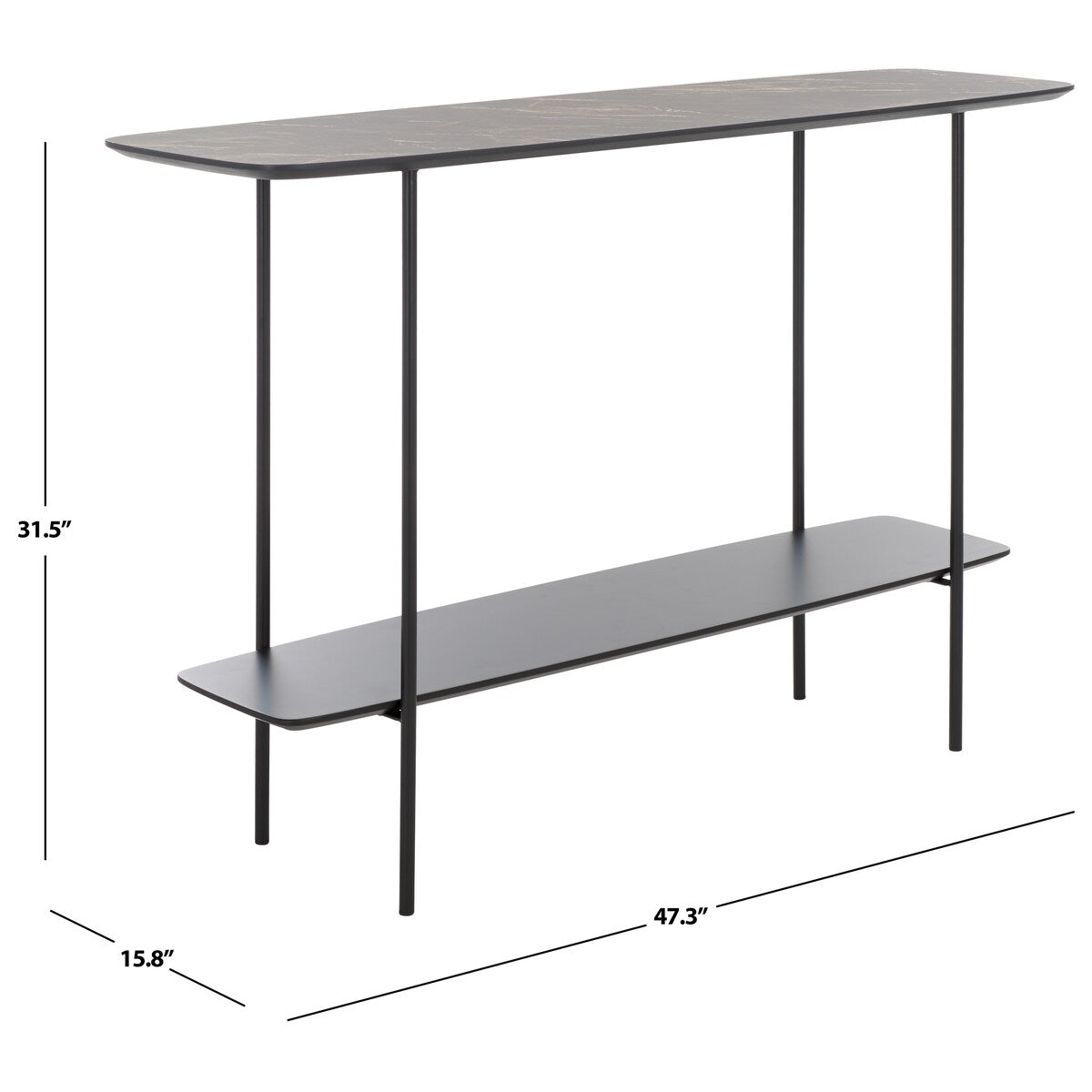 SAFAVIEH Bernadine Lower Shelf Console Table - 47.3 In. W x 15.8 In. D x 31.5 In. H - 47Wx16Dx32H