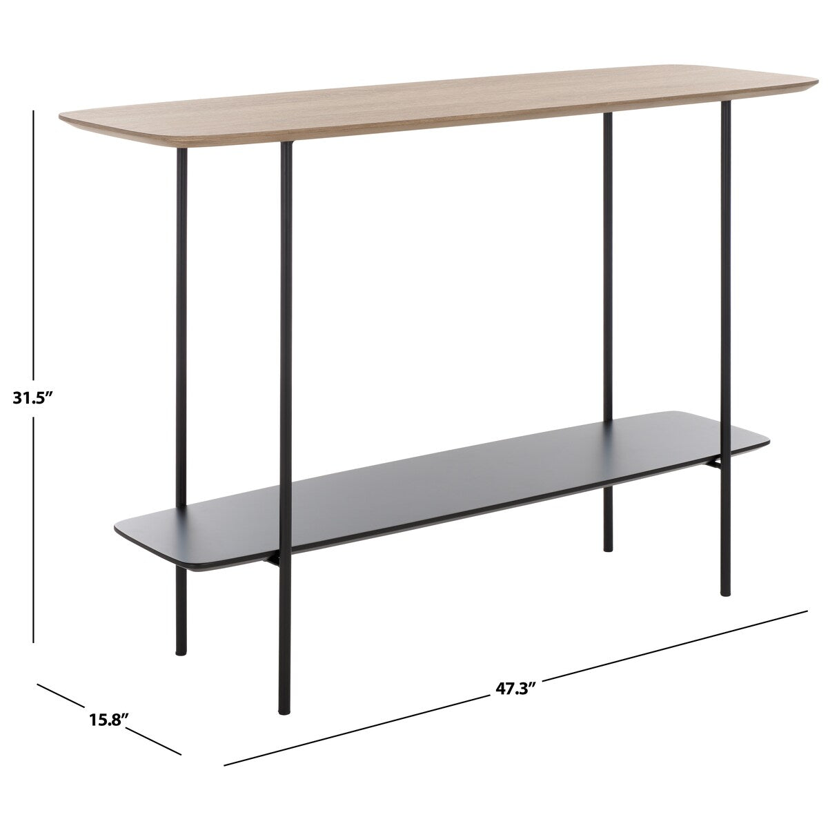 SAFAVIEH Bernadine Lower Shelf Console Table - 47.3 In. W x 15.8 In. D x 31.5 In. H - 47Wx16Dx32H