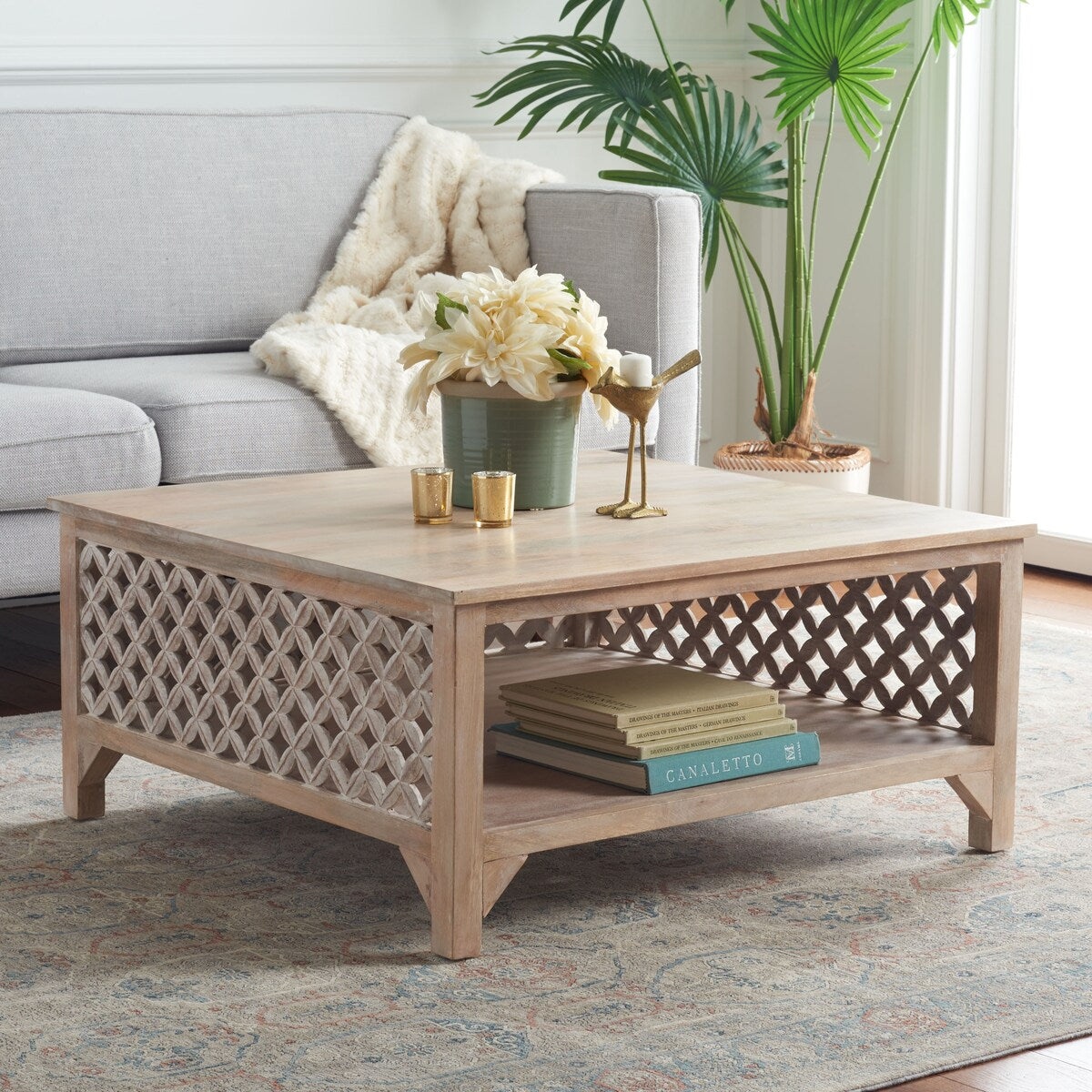 SAFAVIEH Bernardina Square Single Shelf Coffee Table - 34" L x 34" D x 16" H - 34Wx34Dx16H