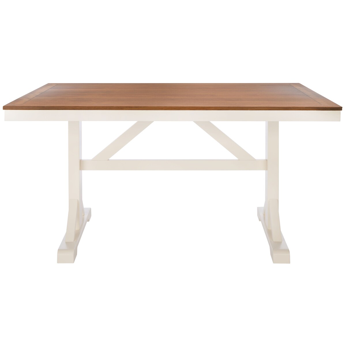 SAFAVIEH Bette White/Natural Rectangle Dining Table - 57" W x 36" L x 30" H - 57Wx36Dx30H