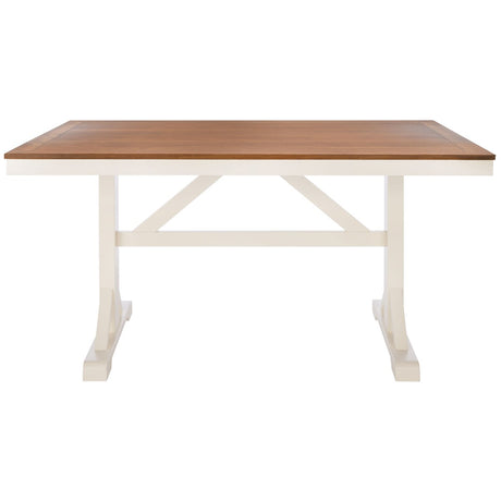 SAFAVIEH Bette White/Natural Rectangle Dining Table - 57" W x 36" L x 30" H - 57Wx36Dx30H